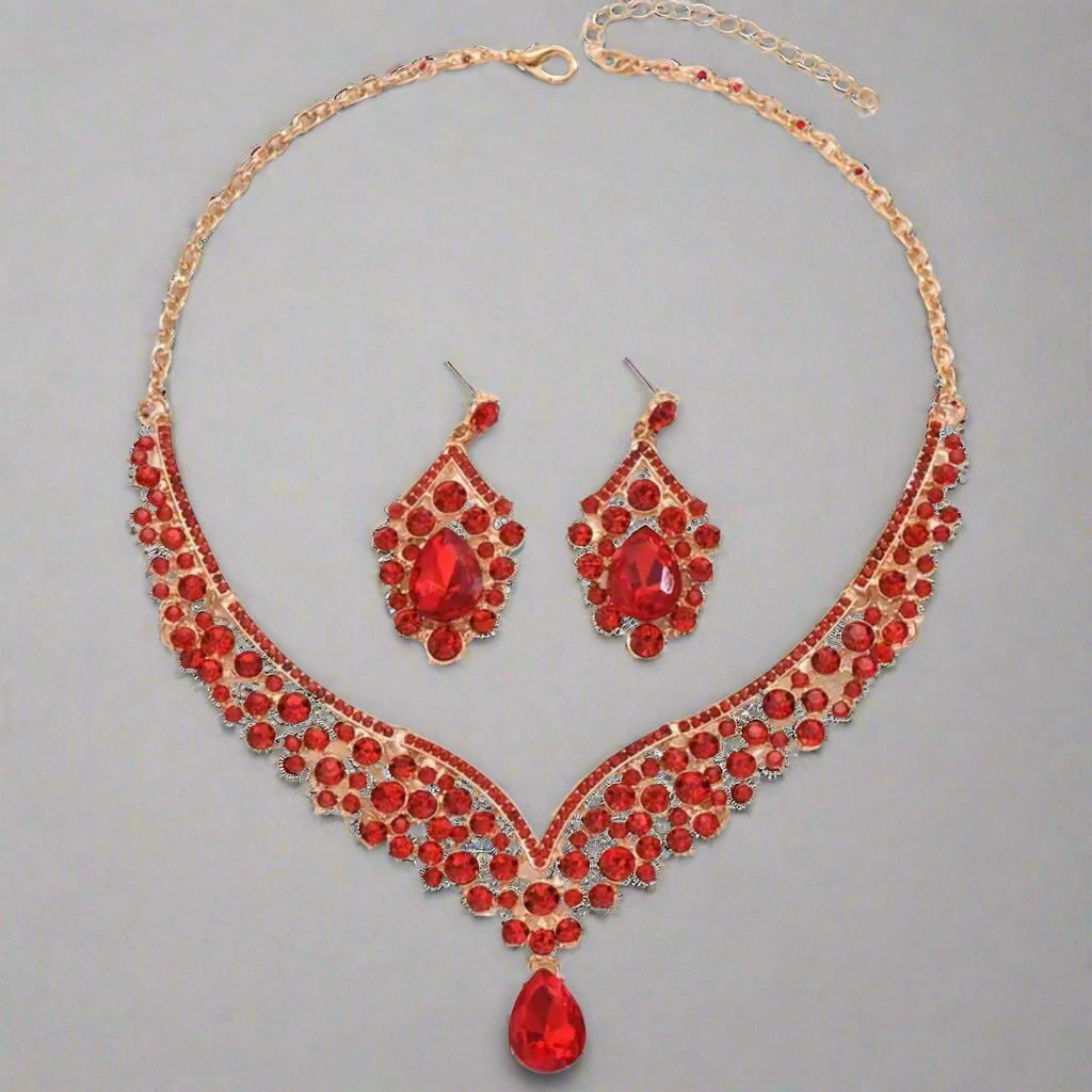 Teardrop Red Jewelry Set