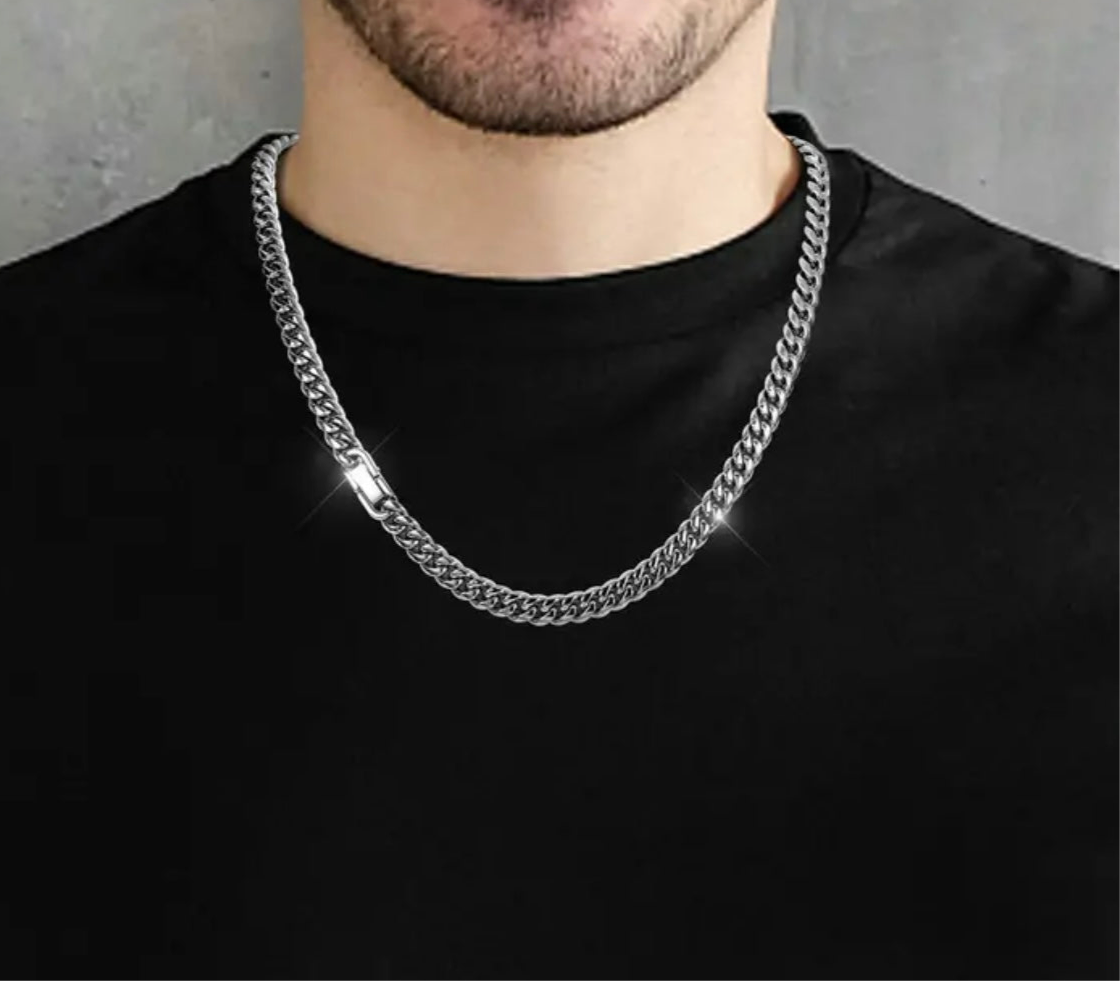 Silver Cuban Chain Necklace