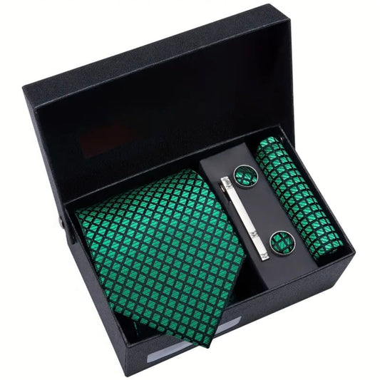 Green Black Plaid Necktie Box Set