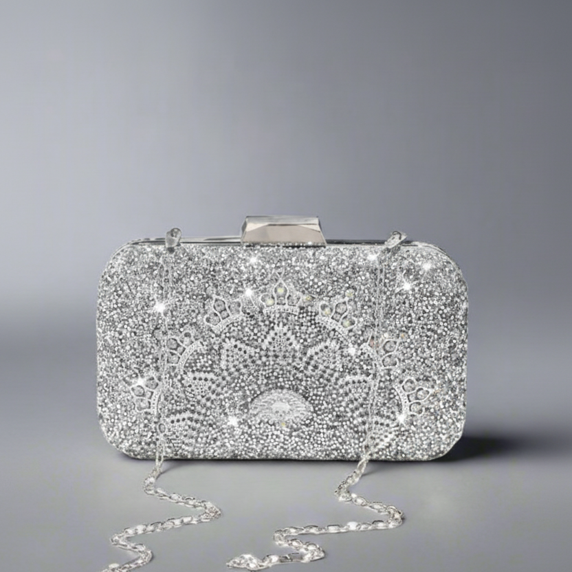 Crowning Floral Rhinestone Clutch