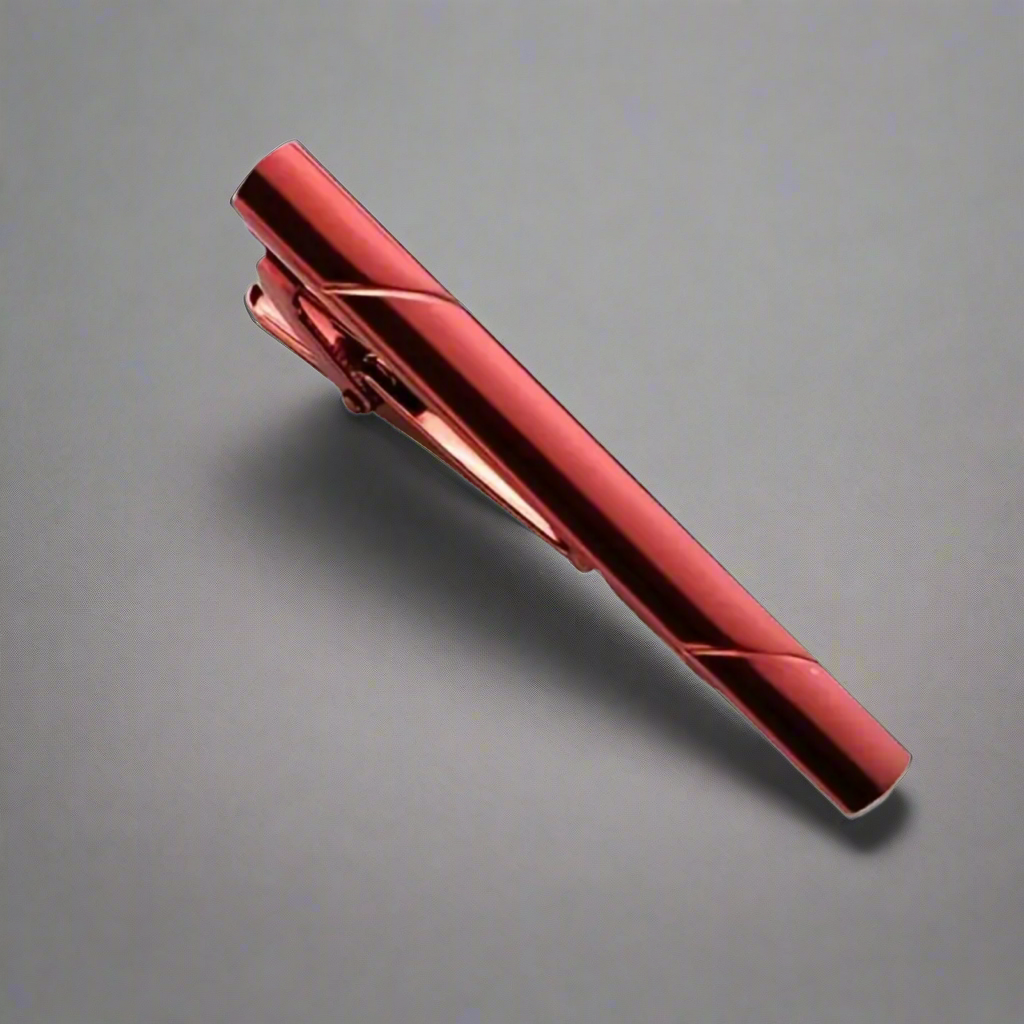Metallic Tie Clip Red