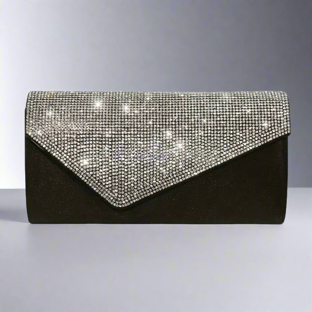 Sparkly Rhinestone Black Clutch Evening Bag