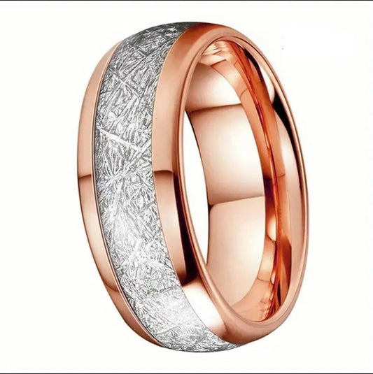 Rose Gold Iced Steel Ring