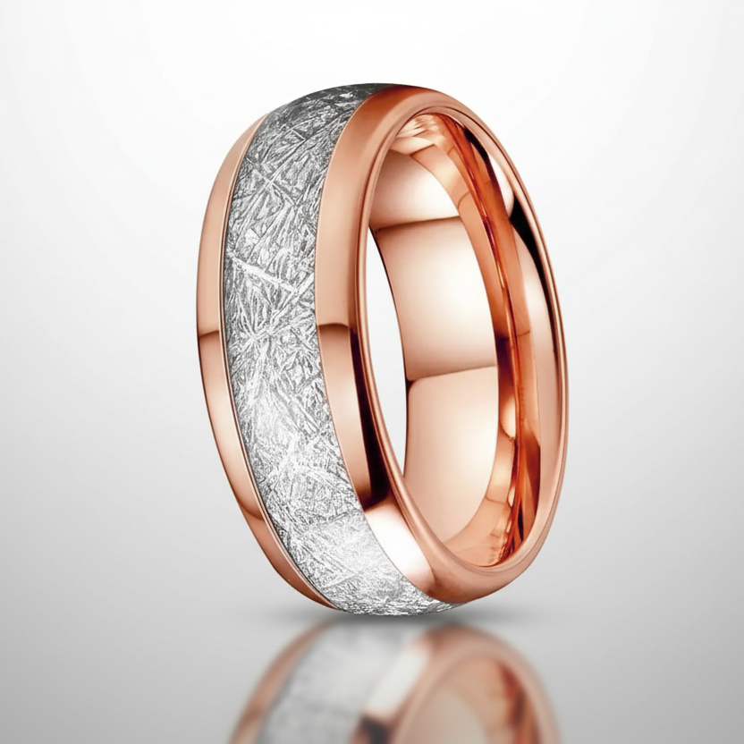 Rose Gold Iced Steel Ring