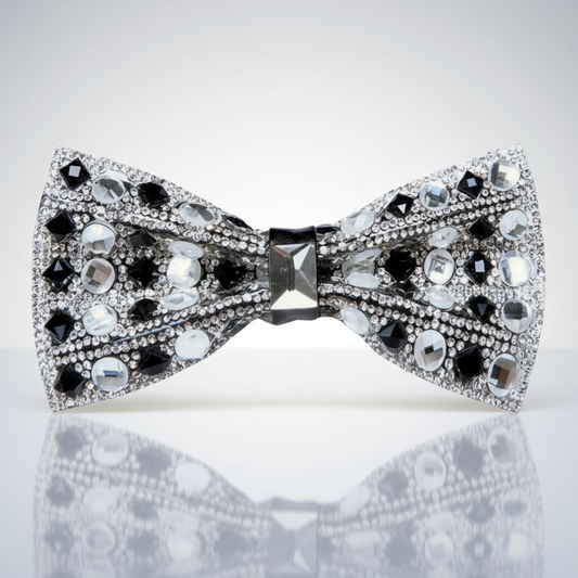 Black & Clear Rhinestone Bow Tie