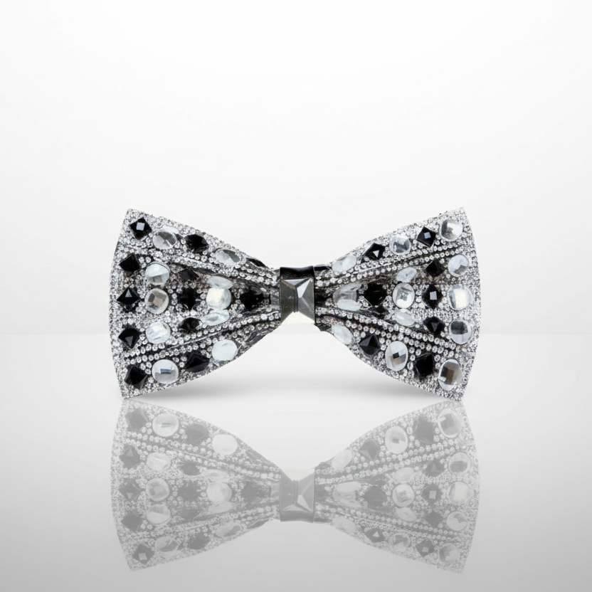 Decorative bow with crystals on a white background