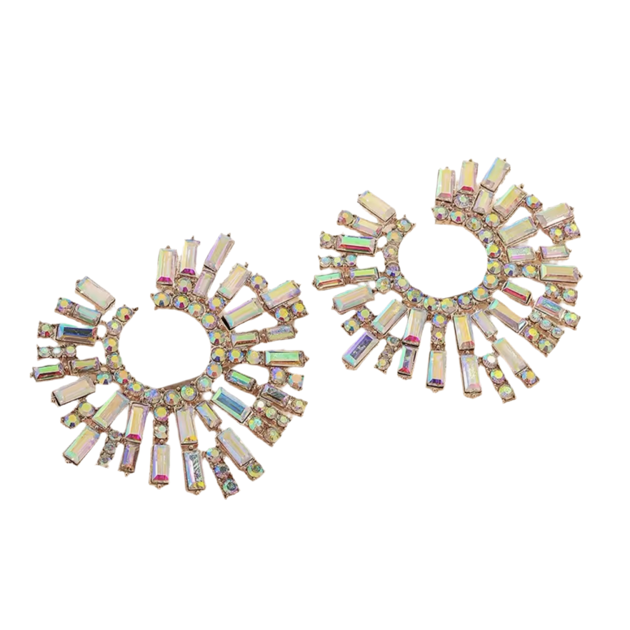 Bold Iridescent Gold Geometric Earrings