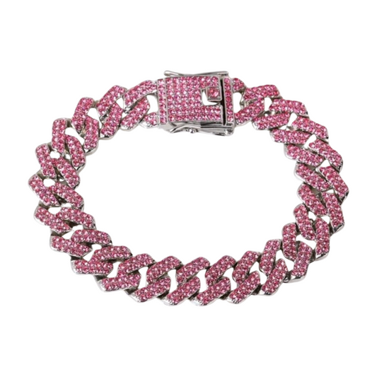 Pink Cuban Chain Bracelet