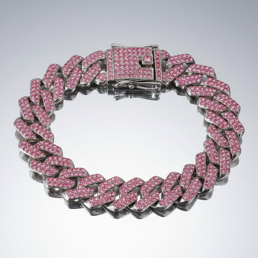Pink Cuban Chain Bracelet