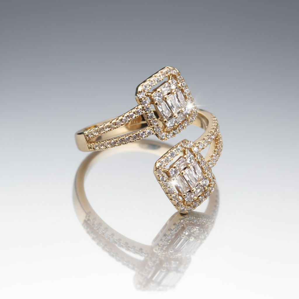 Twin Zircon Wrap All-Fit Ring