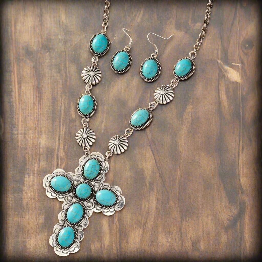 Blue Turquoise Cross Set