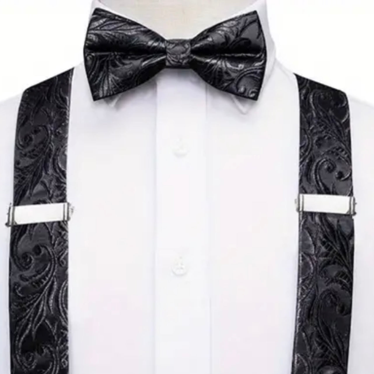 Black Suspenders Bowtie Set