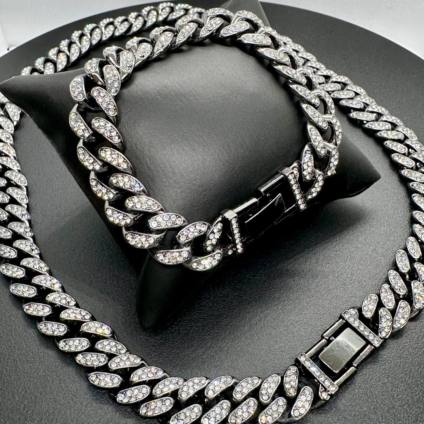 Black Clear Cuban Chain Set 24/8