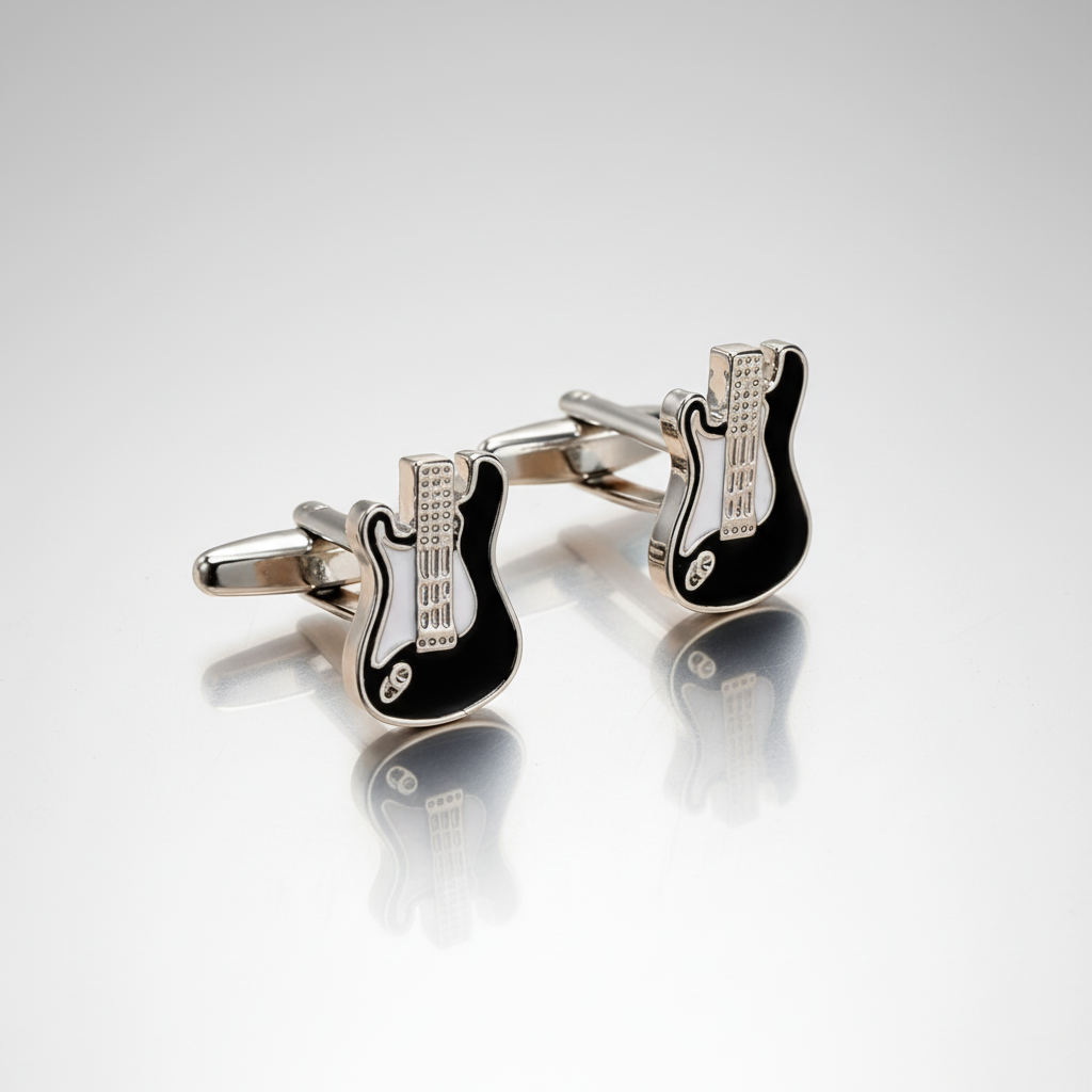 Guitar Cufflinks in Black