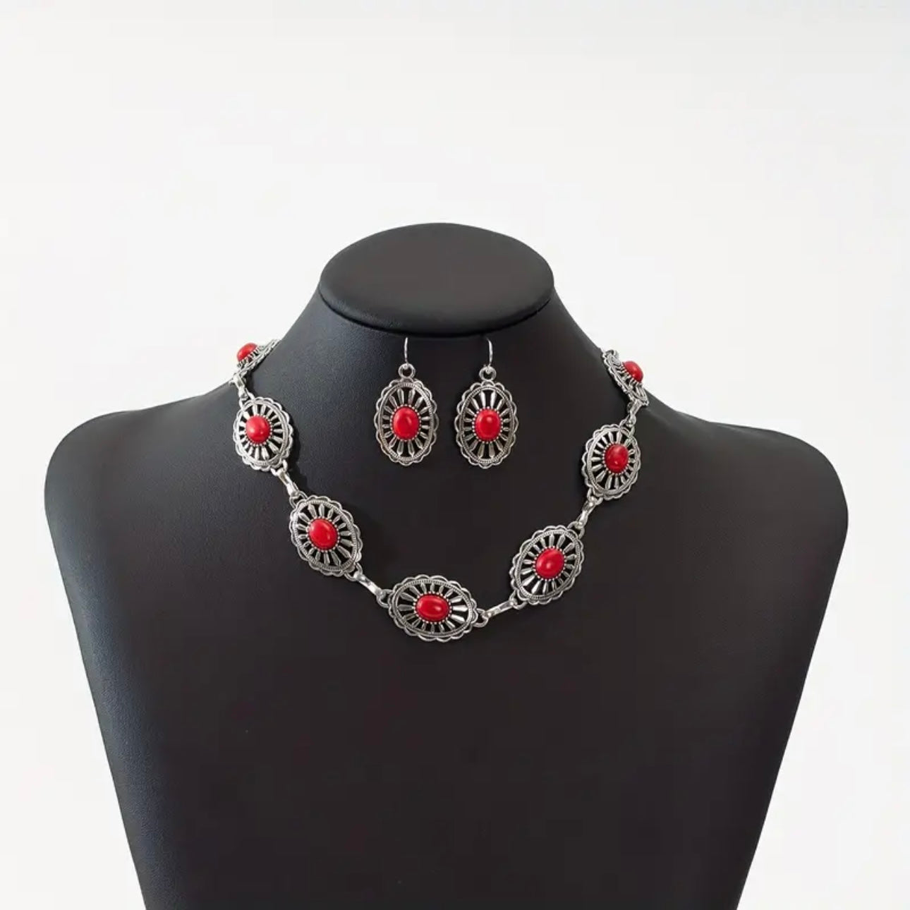 Red Turquoise Concho Set