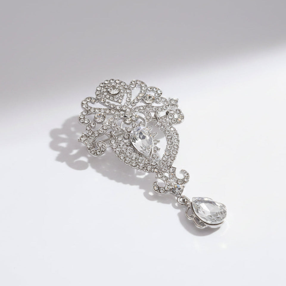 Vintage Royalty Brooch Pin Clear
