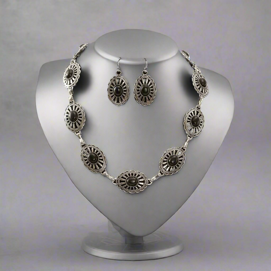 Black Turquoise Concho Set