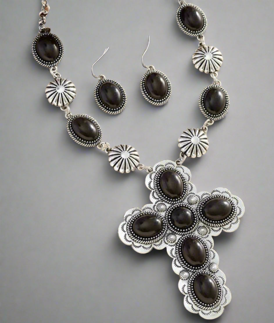Black Turquoise Cross Set