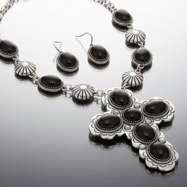 Black Turquoise Cross Set