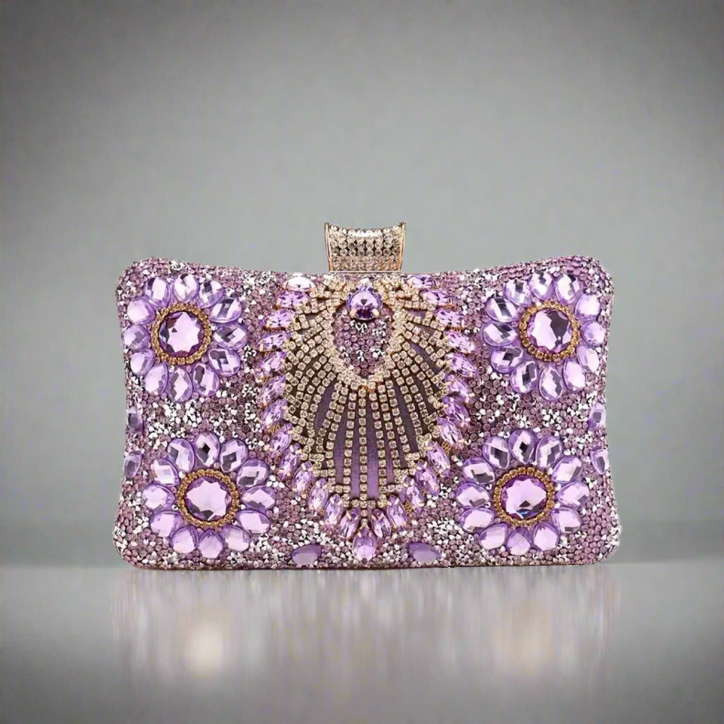 Purple Rhinestone Evening Bag