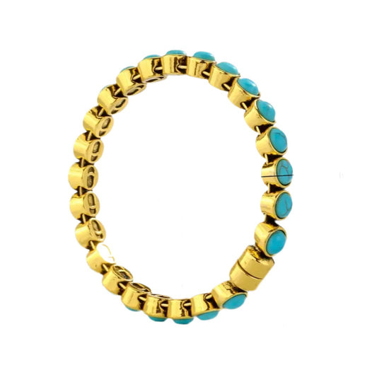 Inlaid Turquoise Gold Bracelet