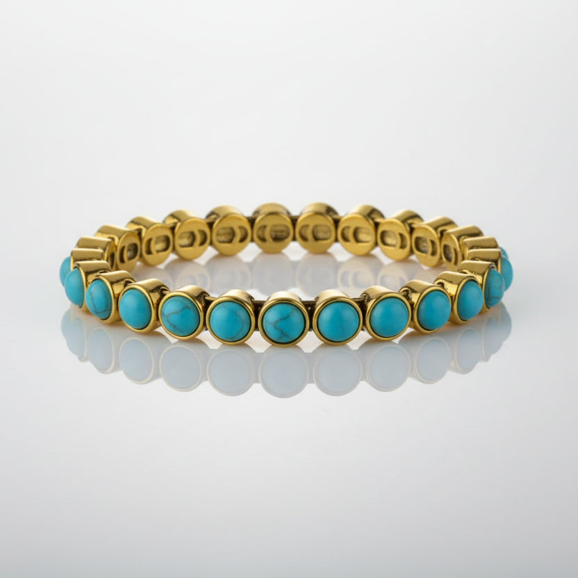 Turquoise Gold Magnetic Clasp Bracelet