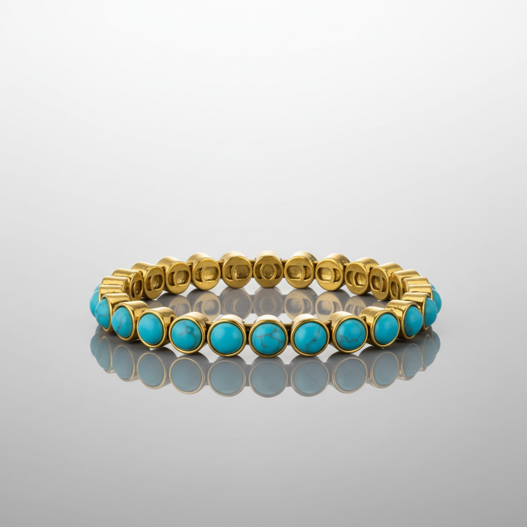 Turquoise Gold Magnetic Clasp Bracelet