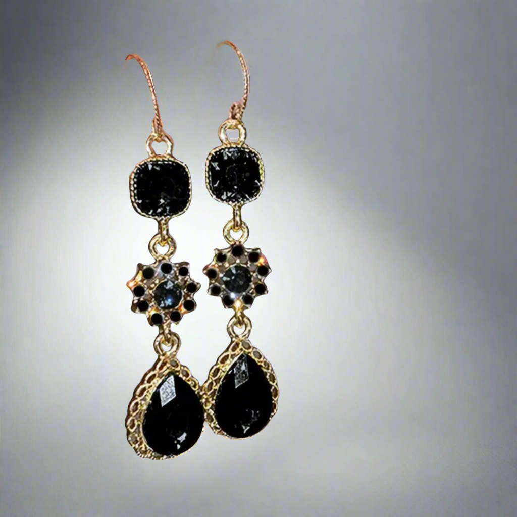 Elegant Black Glass Earrings