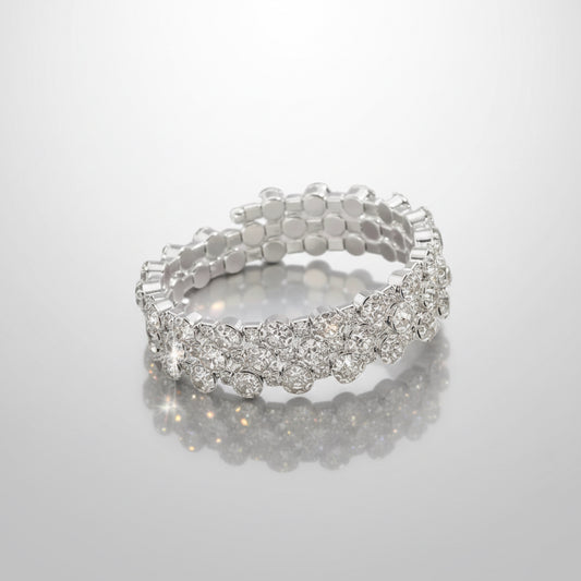 Clear Silver 3 Row Flexible Bracelet