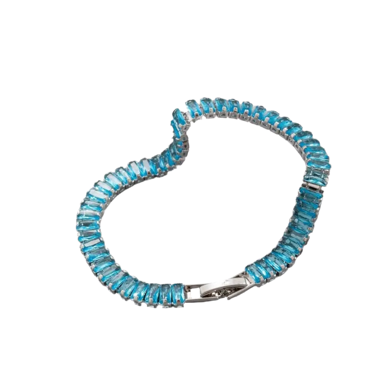 Blue Zircon Silver Tennis Bracelet