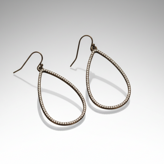 Bronze Rhinestone Water Drop Earrings