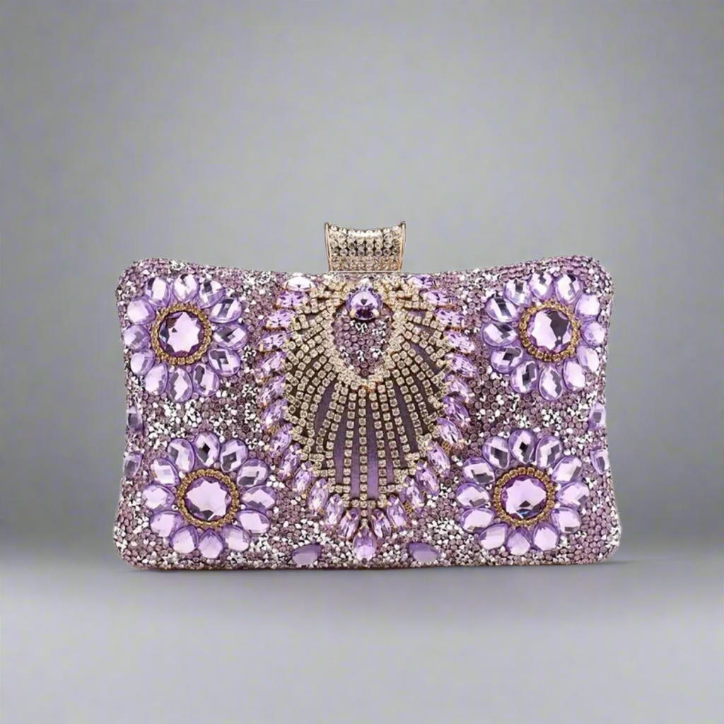 Purple Rhinestone Evening Bag