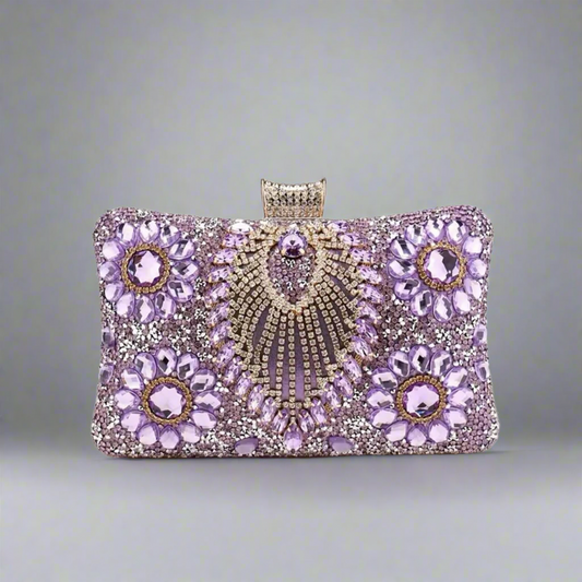 Purple Rhinestone Evening Bag