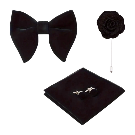 Black Velvet Bowtie Set