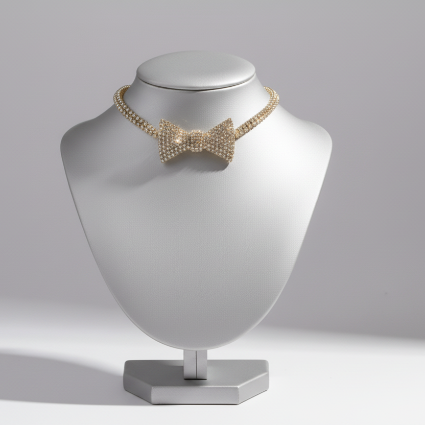 Bow Choker Necklace Gold