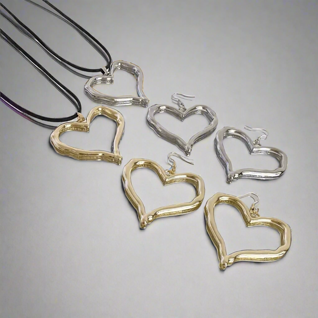 Gold Heart Jewelry Set