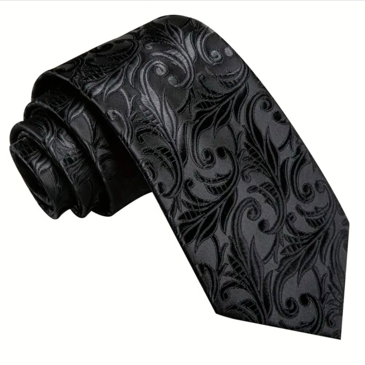 Black Scroll Necktie Set