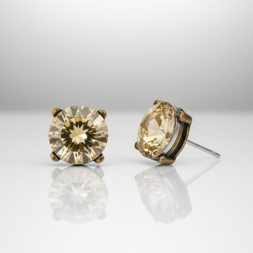 Vintage Inspired Amber Stud Earrings