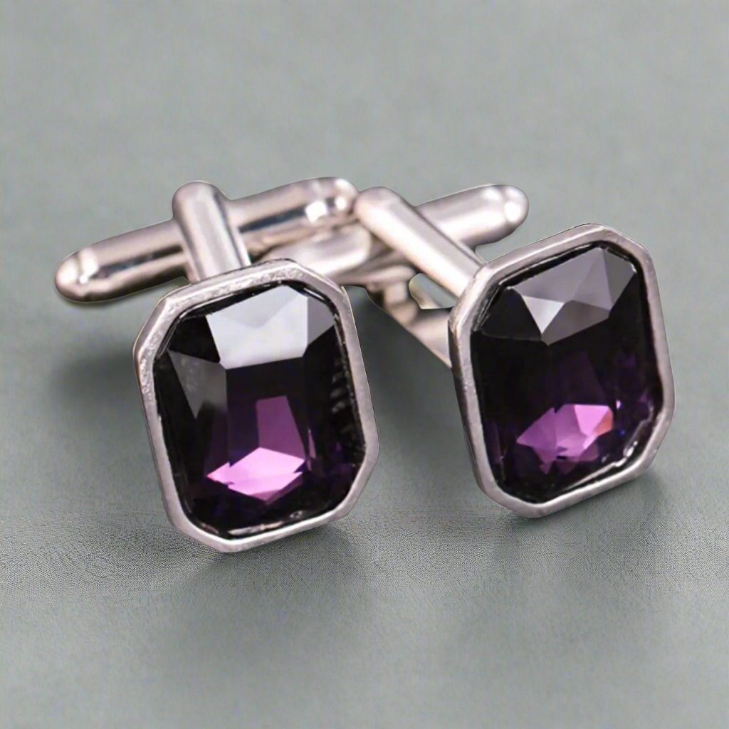 Purple Rhinestone Cufflinks