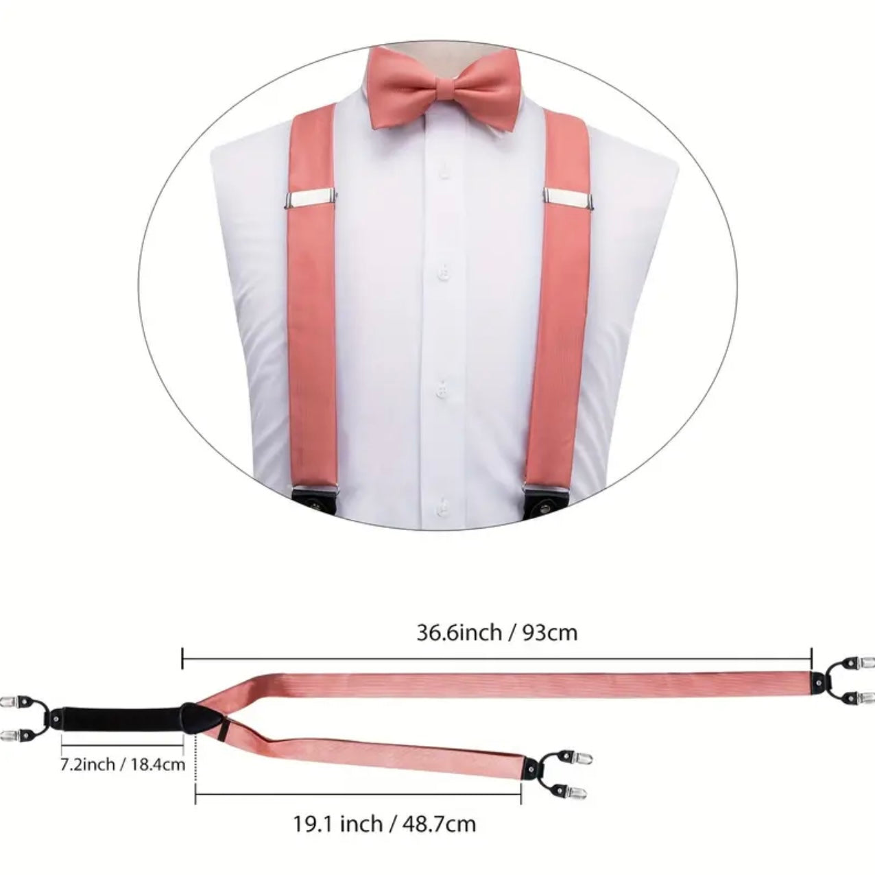 Red Black Stripes Suspenders Bowtie Set