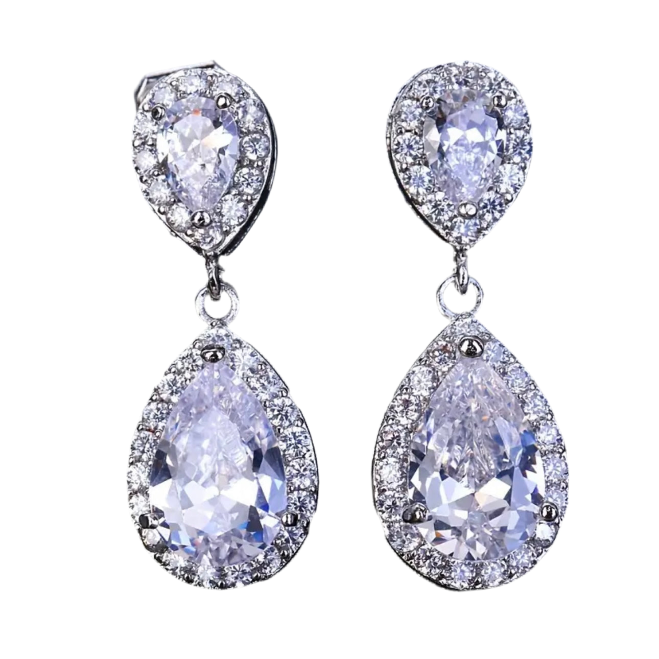 Water Drop Zircon Clip Earrings