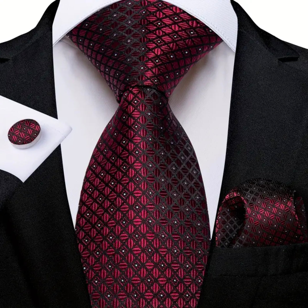 Red Black Dot Necktie Set