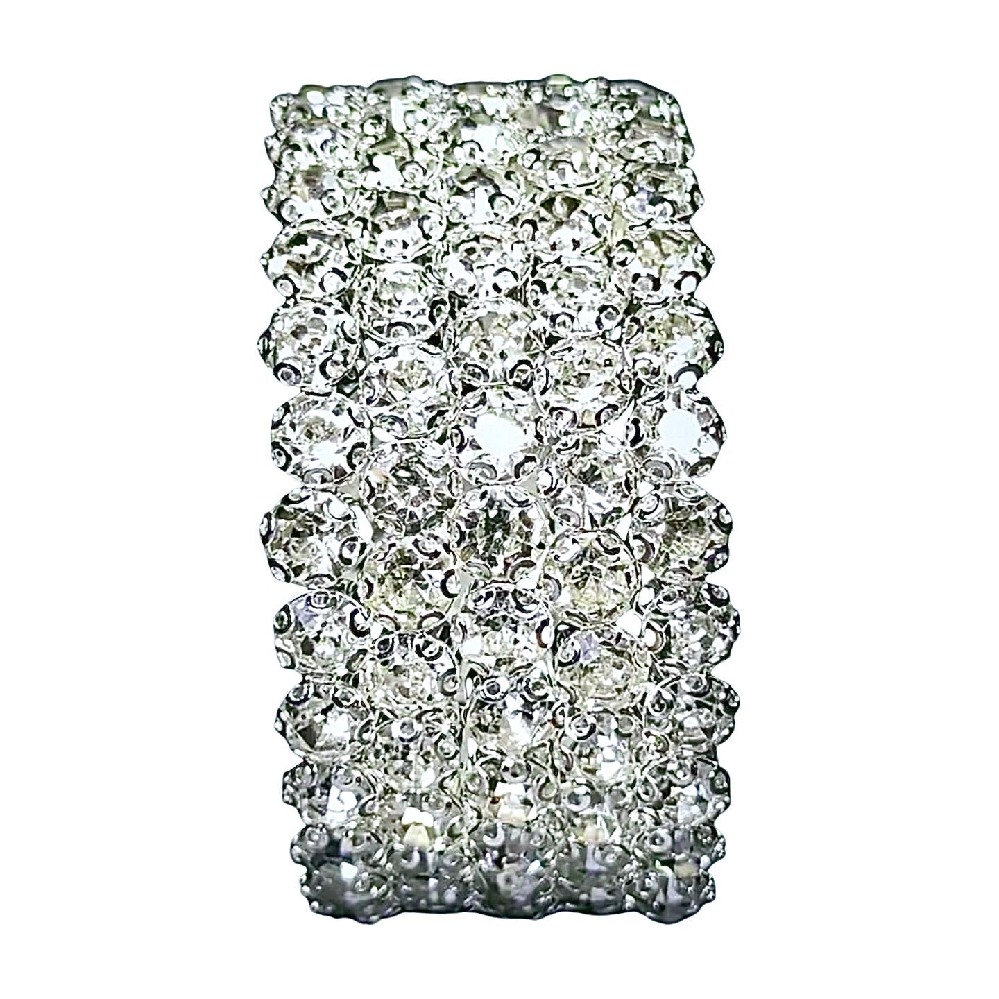 Flexible 5 Row Rhinestone Bracelets-Silver Setting