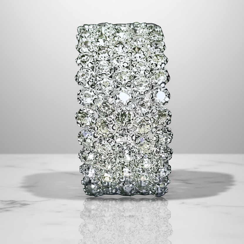 Flexible 5 Row Rhinestone Bracelets-Silver Setting