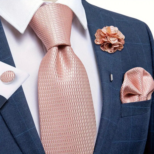 Blush Peach Gold Necktie Set