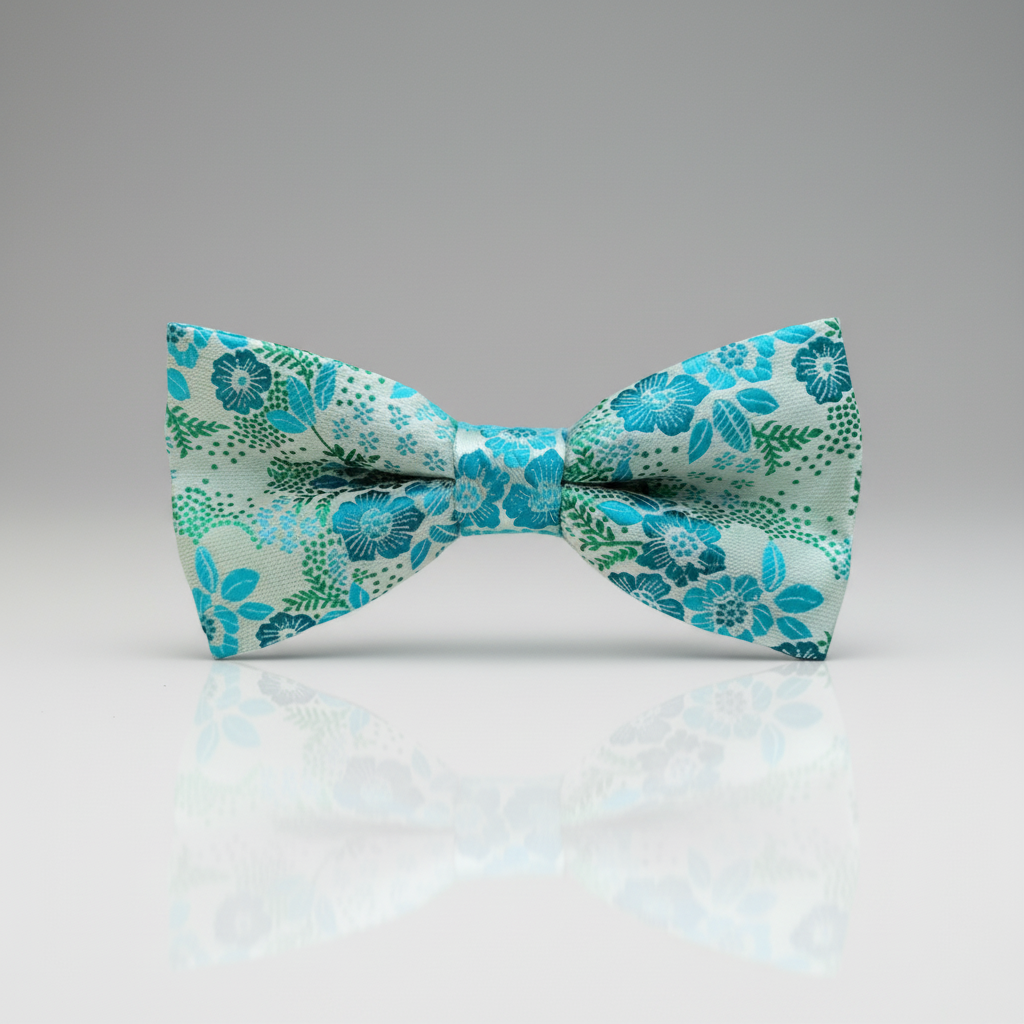 Floral patterned bow tie on a white background