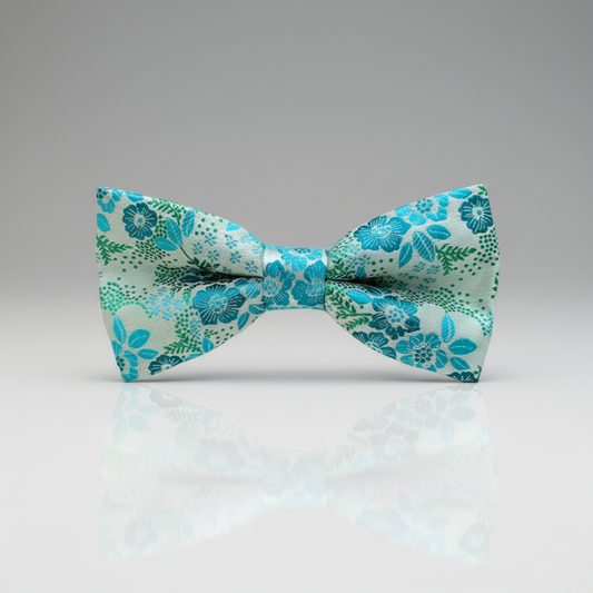 Floral patterned bow tie on a white background