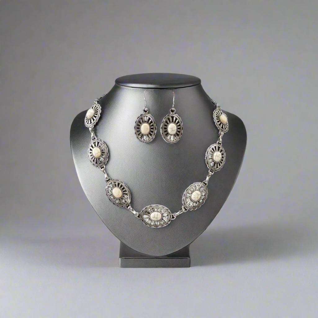 White Turquoise Concho Set