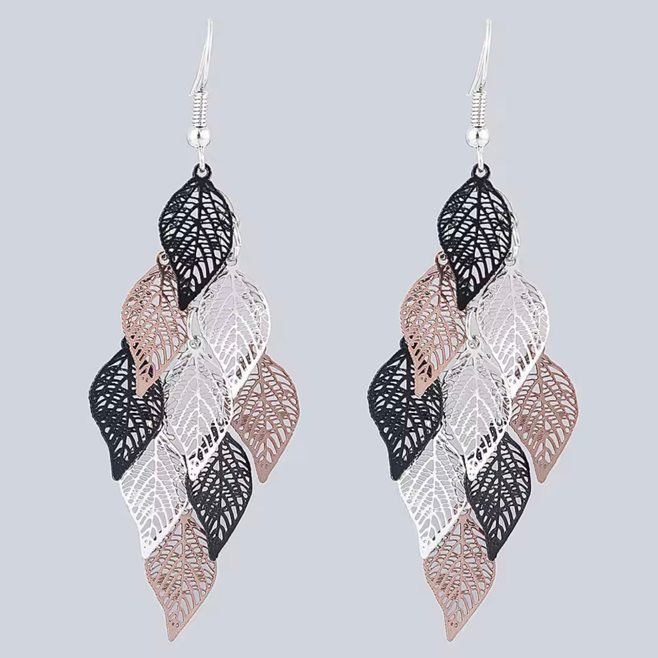 Leaf Tassel Earrings-Rose Gold