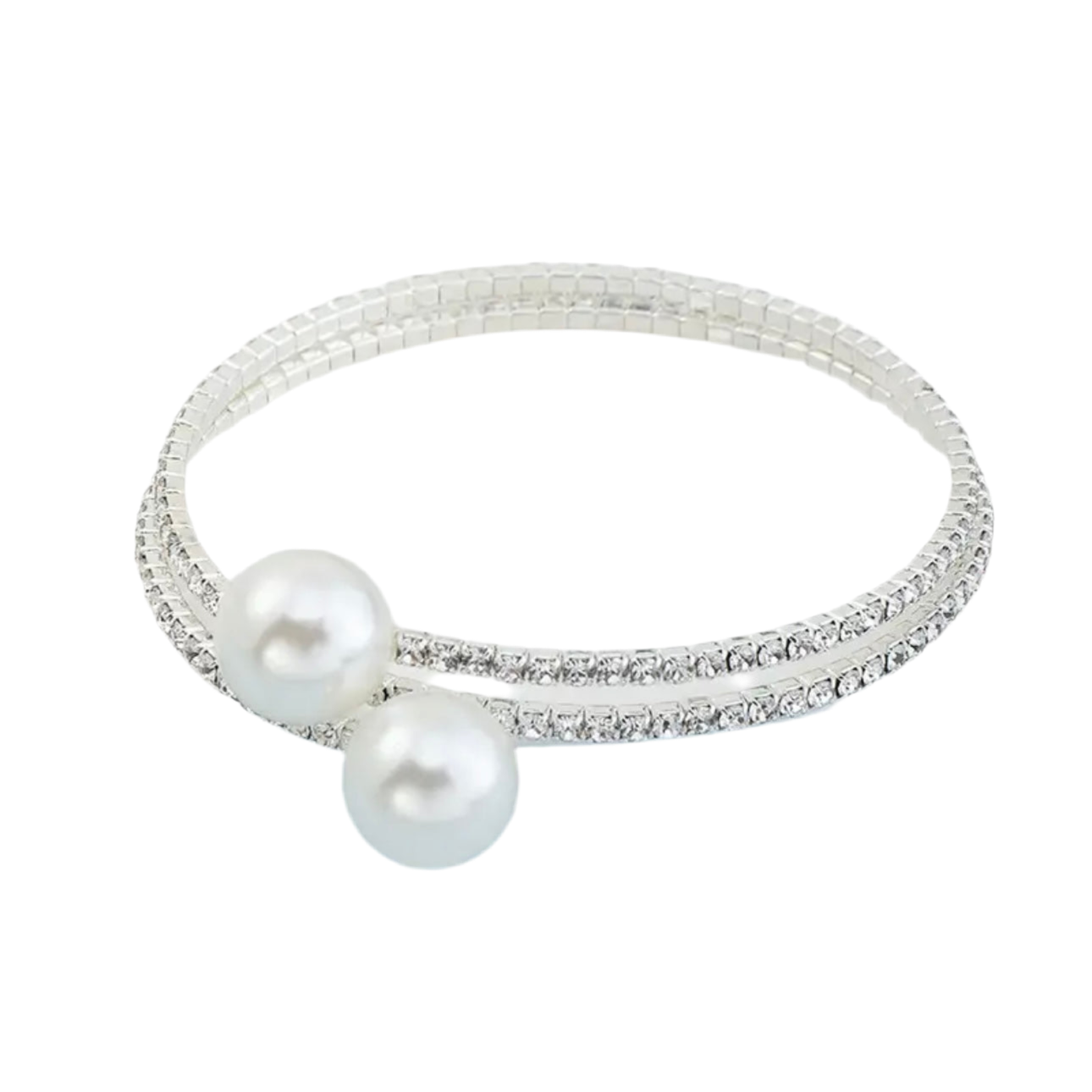 Pearls Rhinestones Flexible Bracelet